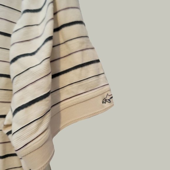 Greg Norman Polo Cream Striped Shark Logo on Sleeve Size XL Mens - Picture 2 of 4